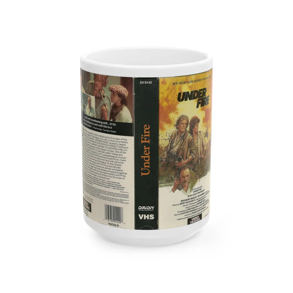 UNDER FIRE (VHS COVER) - White Coffee Mug-15oz-Go Mug Yourself