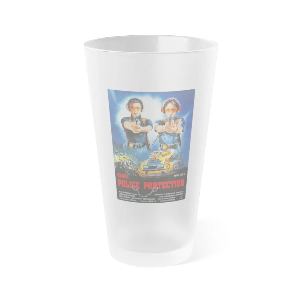 UNDER POLICE PROTECTION 1989 Movie Poster - Frosted Pint Glass 16oz-Go Mug Yourself