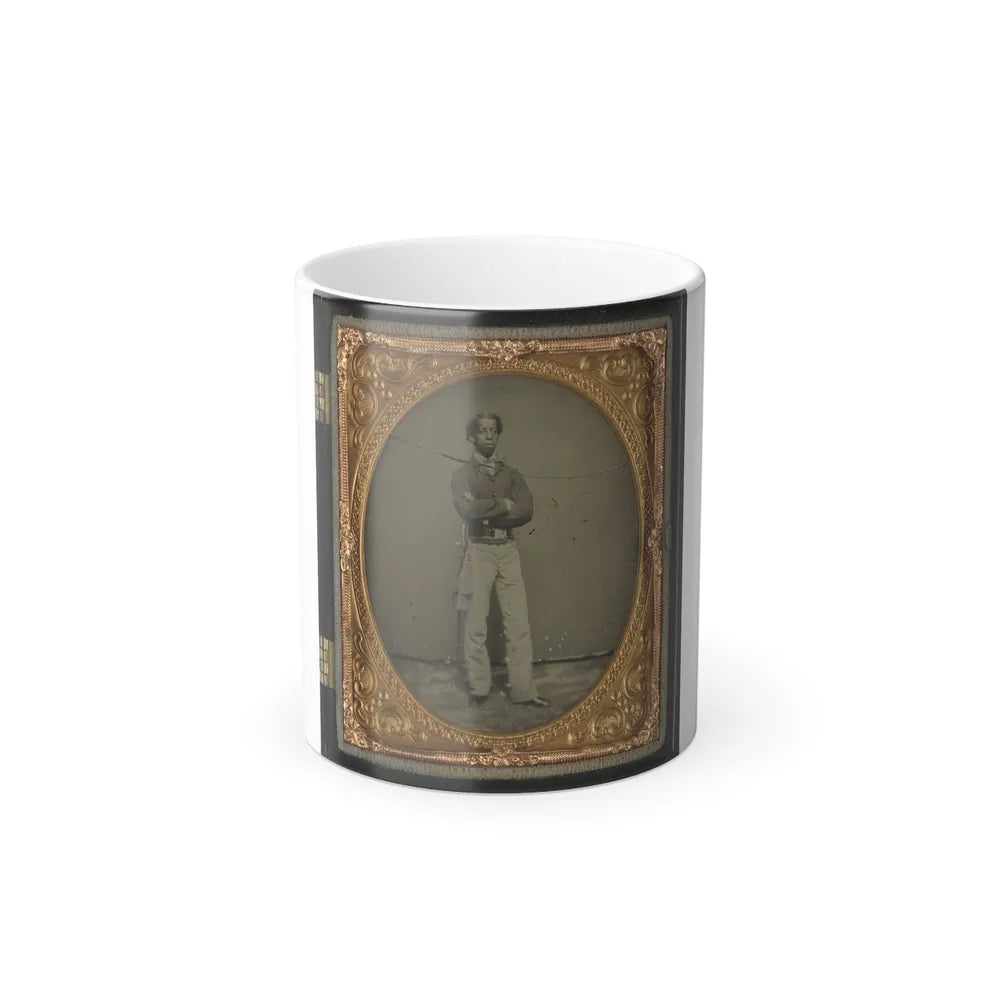 Unidentified African American Soldier in Union Cavalry Uniform With Sword (U.S. Civil War) Color Changing Coffee Mug 11oz-11oz-Go Mug Yourself