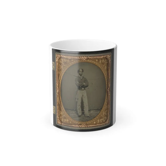 Unidentified African American Soldier in Union Cavalry Uniform With Sword (U.S. Civil War) Color Changing Coffee Mug 11oz-11oz-Go Mug Yourself