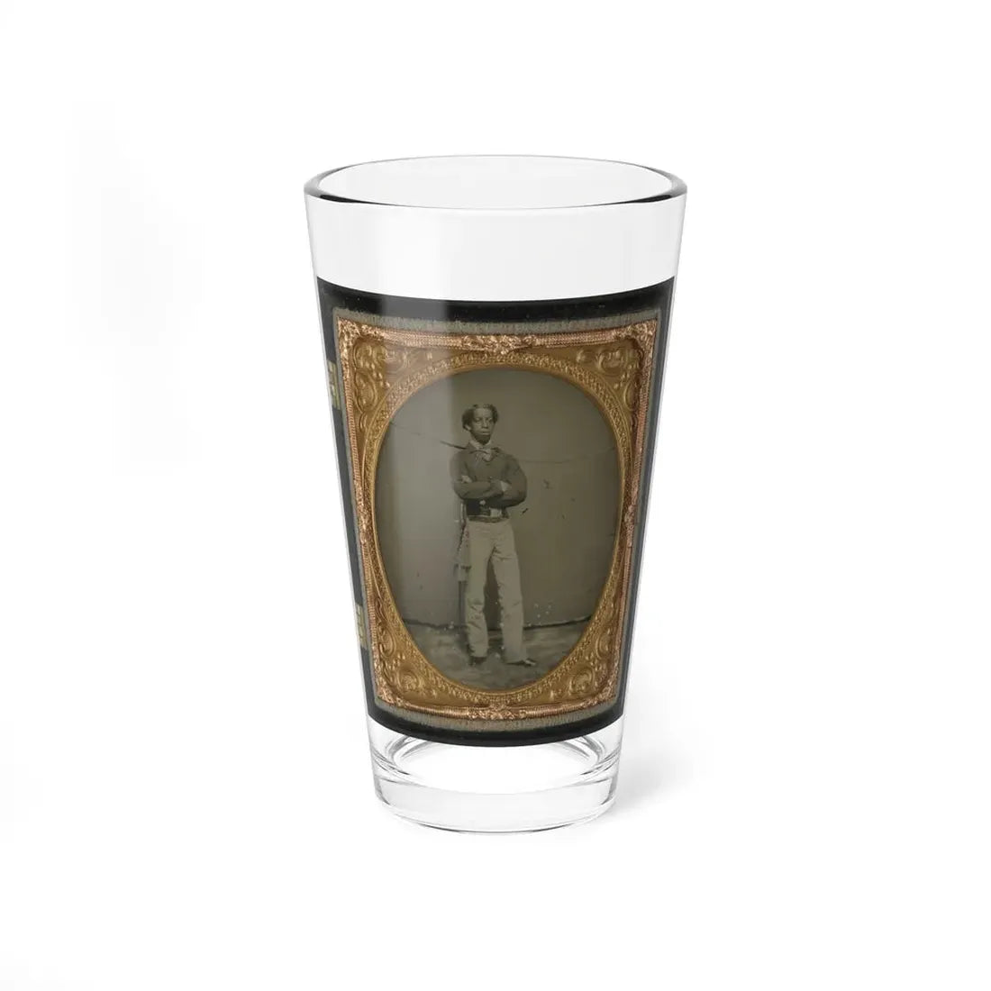 Unidentified African American Soldier In Union Cavalry Uniform With Sword (U.S. Civil War) Pint Glass 16oz 16oz - Go Mug Yourself