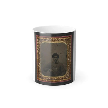 Unidentified African American Soldier in Union Uniform in Front of Painted Backdrop Showing Landscape (U.S. Civil War) Color Changing Coffee Mug 11oz Default Title 11oz - Go Mug Yourself