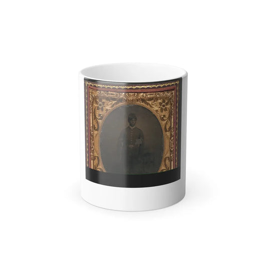 Unidentified African American Soldier in Union Uniform Standing Next to Chair With Bayonet (U.S. Civil War) Color Changing Coffee Mug 11oz-11oz-Go Mug Yourself