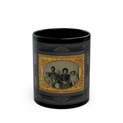 Unidentified African American Soldier In Union Uniform With Wife And Two Daughters (U.S. Civil War) Black Coffee Mug-11oz-Go Mug Yourself