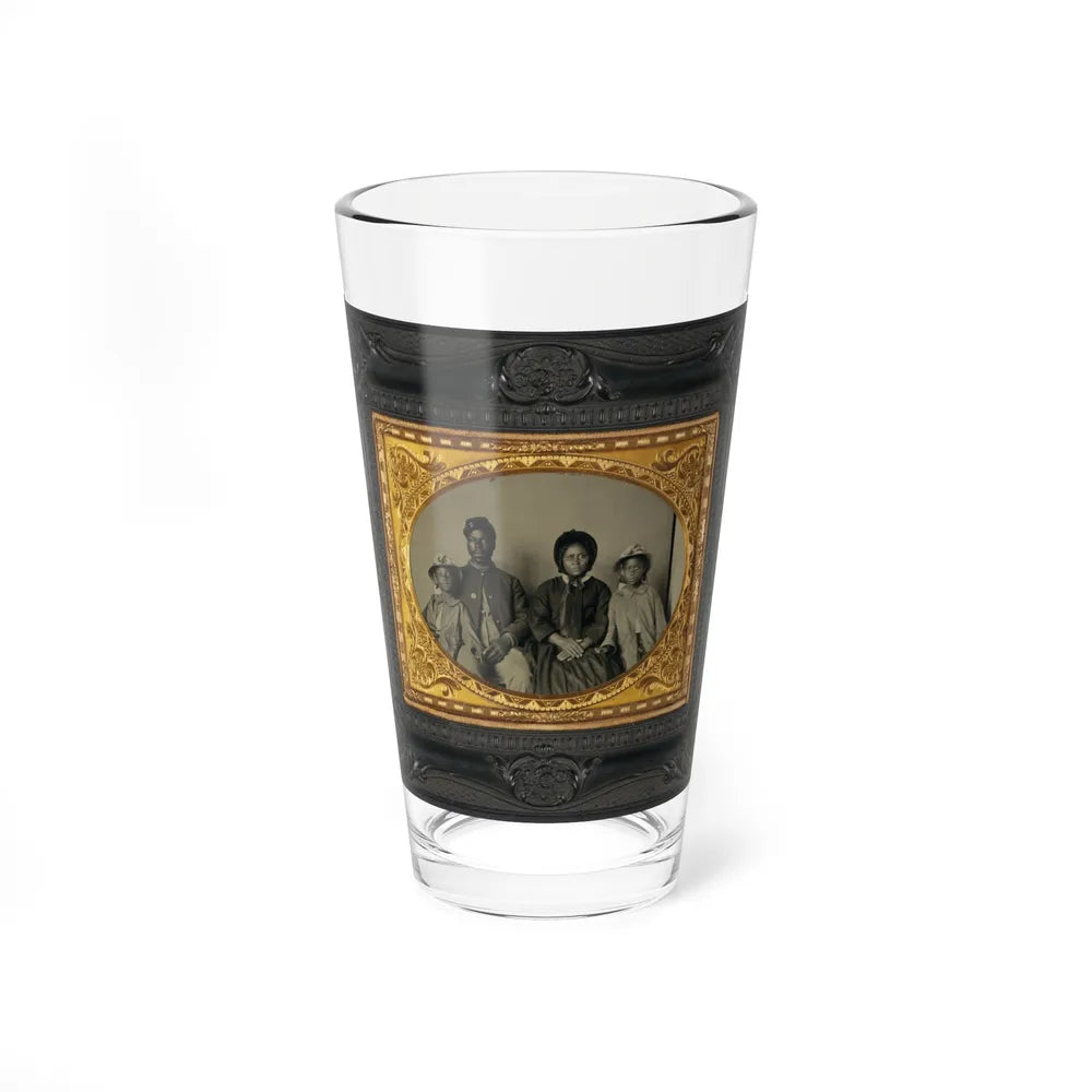 Unidentified African American Soldier In Union Uniform With Wife And Two Daughters (U.S. Civil War) Pint Glass 16oz-16oz-Go Mug Yourself