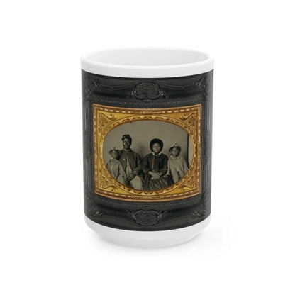 Unidentified African American Soldier In Union Uniform With Wife And Two Daughters (U.S. Civil War) White Coffee Mug-15oz-Go Mug Yourself