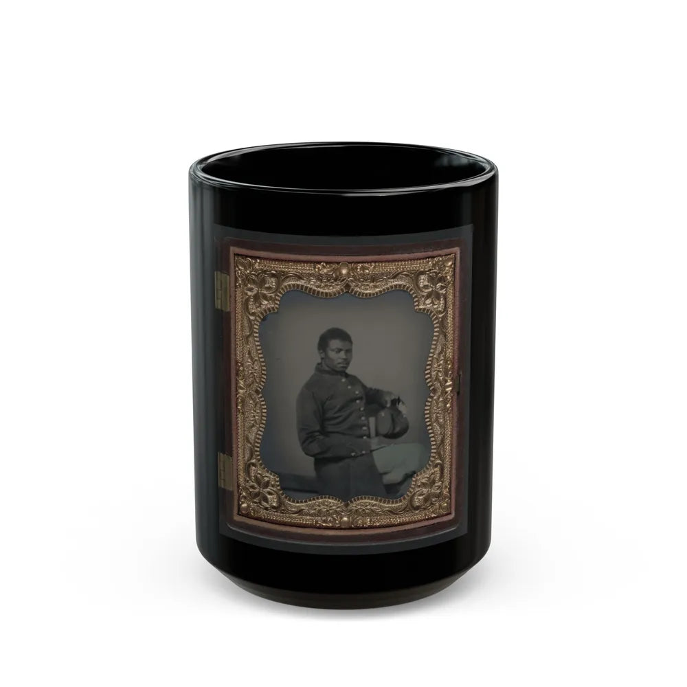 Unidentified African American Soldier In Union Uniform(2) (U.S. Civil War) Black Coffee Mug-15oz-Go Mug Yourself