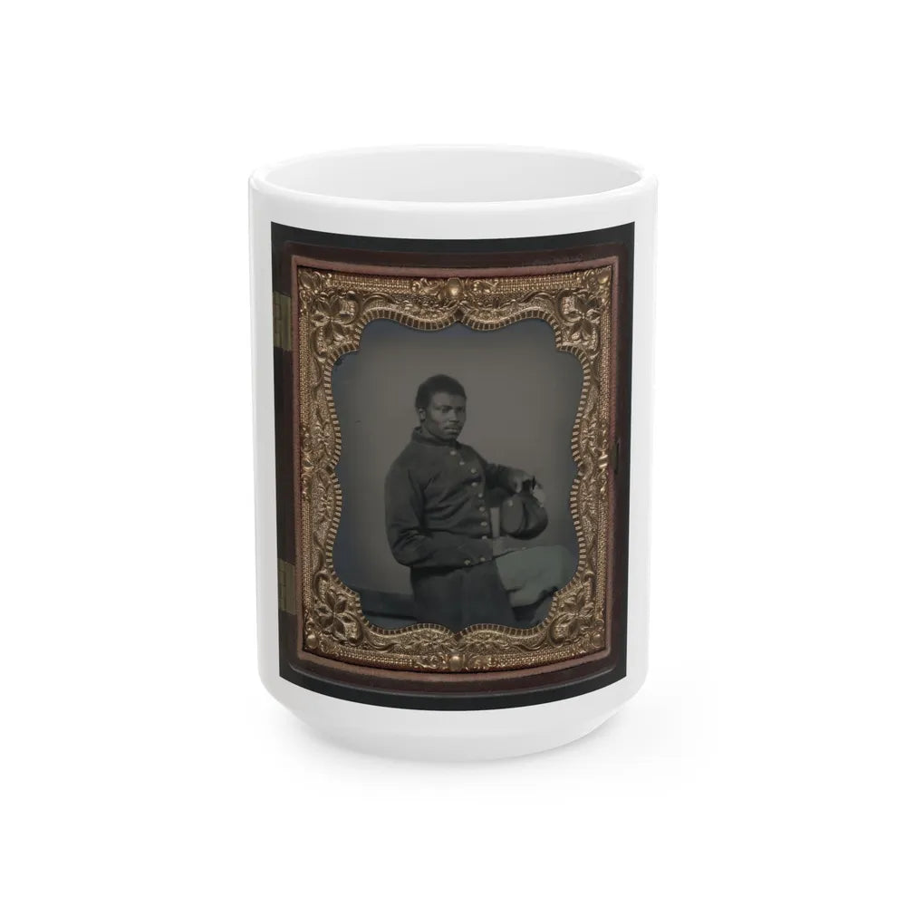 Unidentified African American Soldier In Union Uniform(2) (U.S. Civil War) White Coffee Mug-15oz-Go Mug Yourself