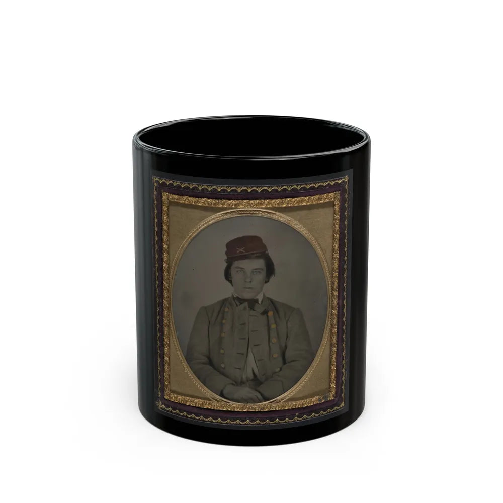 Unidentified Artillery Soldier In Confederate Uniform And Kepi Hat (U.S. Civil War) Black Coffee Mug-11oz-Go Mug Yourself