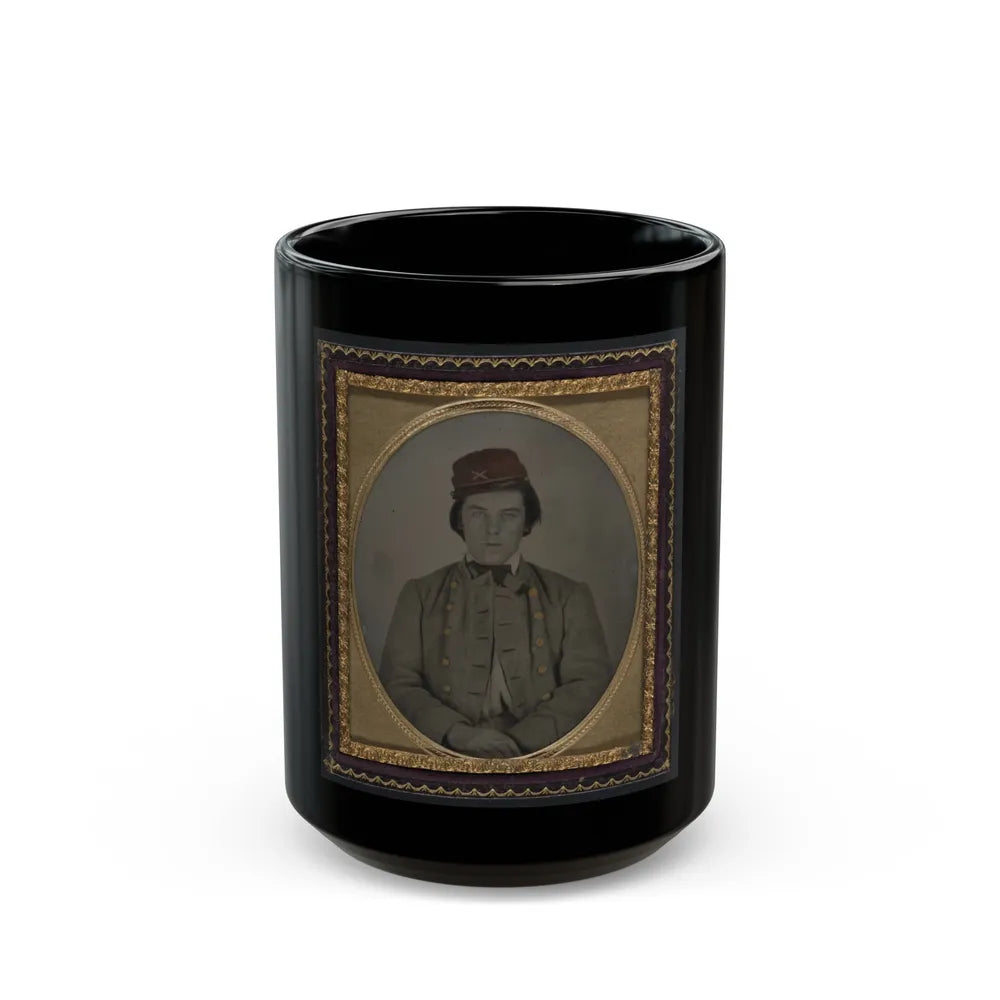 Unidentified Artillery Soldier In Confederate Uniform And Kepi Hat (U.S. Civil War) Black Coffee Mug-15oz-Go Mug Yourself