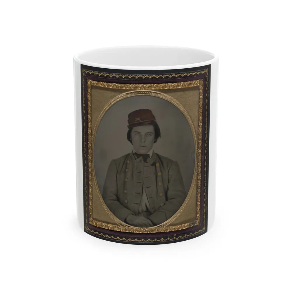 Unidentified Artillery Soldier In Confederate Uniform And Kepi Hat (U.S. Civil War) White Coffee Mug-11oz-Go Mug Yourself