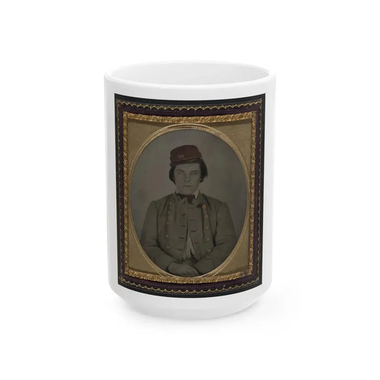 Unidentified Artillery Soldier In Confederate Uniform And Kepi Hat (U.S. Civil War) White Coffee Mug 15oz - Go Mug Yourself