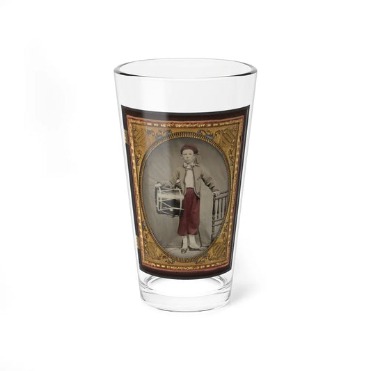 Unidentified Boy In Union Zouave Uniform With Drum (1) (U.S. Civil War) Pint Glass 16oz-16oz-Go Mug Yourself