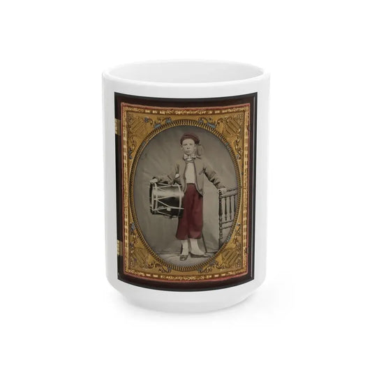 Unidentified Boy In Union Zouave Uniform With Drum (1) (U.S. Civil War) White Coffee Mug 15oz - Go Mug Yourself