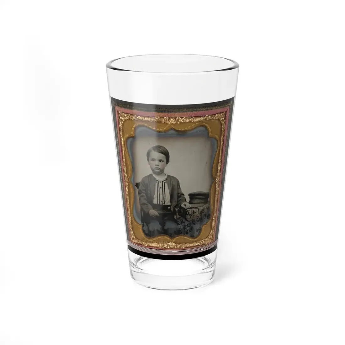 Unidentified Boy In Zouave-Style Shirt With Engineer's Cap (1) (U.S. Civil War) Pint Glass 16oz 16oz - Go Mug Yourself