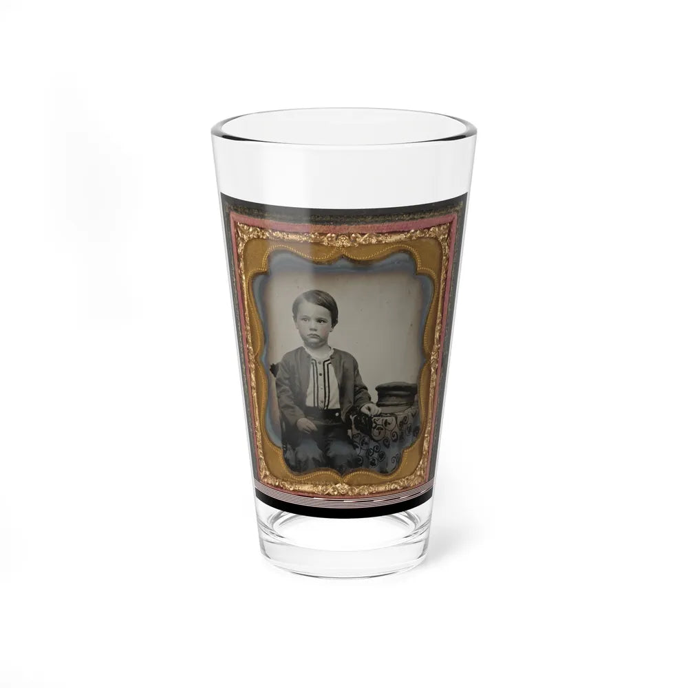 Unidentified Boy In Zouave-Style Shirt With Engineer's Cap (1) (U.S. Civil War) Pint Glass 16oz-16oz-Go Mug Yourself