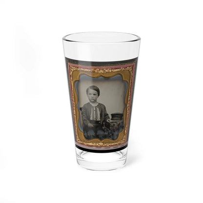 Unidentified Boy In Zouave-Style Shirt With Engineer's Cap (1) (U.S. Civil War) Pint Glass 16oz-16oz-Go Mug Yourself