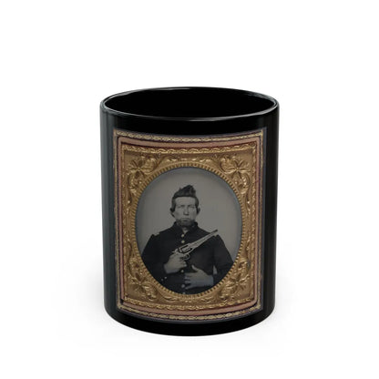 Unidentified Cavalry Soldier In Union Frock Coat With Remington New Model Army Revolver (U.S. Civil War) Black Coffee Mug-11oz-Go Mug Yourself