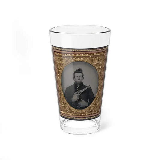 Unidentified Cavalry Soldier In Union Frock Coat With Remington New Model Army Revolver (U.S. Civil War) Pint Glass 16oz 16oz - Go Mug Yourself