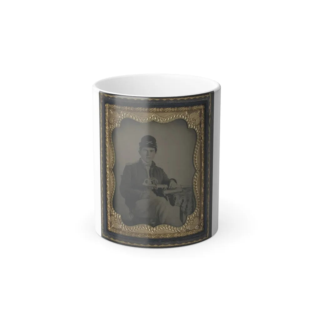 Unidentified Cavalry Soldier in Union Shell Jacket and Forage Cap With 1840 Cavalry Saber (U.S. Civil War) Color Changing Coffee Mug 11oz-11oz-Go Mug Yourself