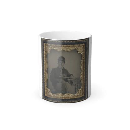Unidentified Cavalry Soldier in Union Shell Jacket and Forage Cap With 1840 Cavalry Saber (U.S. Civil War) Color Changing Coffee Mug 11oz-11oz-Go Mug Yourself