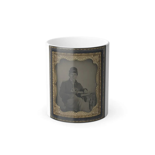 Unidentified Cavalry Soldier in Union Shell Jacket and Forage Cap With 1840 Cavalry Saber (U.S. Civil War) Color Changing Coffee Mug 11oz-11oz-Go Mug Yourself