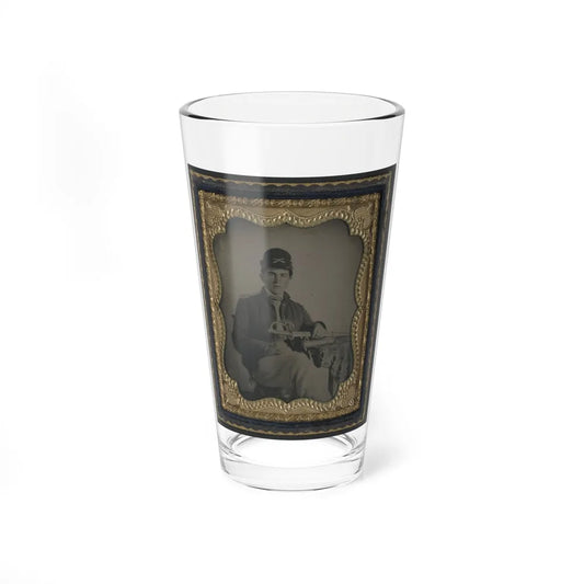 Unidentified Cavalry Soldier In Union Shell Jacket And Forage Cap With 1840 Cavalry Saber (U.S. Civil War) Pint Glass 16oz-16oz-Go Mug Yourself