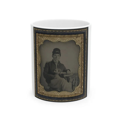 Unidentified Cavalry Soldier In Union Shell Jacket And Forage Cap With 1840 Cavalry Saber (U.S. Civil War) White Coffee Mug-11oz-Go Mug Yourself