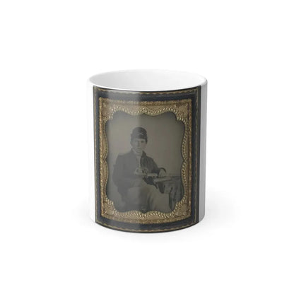 Unidentified Cavalry Soldier in Union Shell Jacket and Forage Cap With 1840 Cavalry Saber (U.S. Civil War) Color Changing Coffee Mug 11oz - Go Mug Yourself