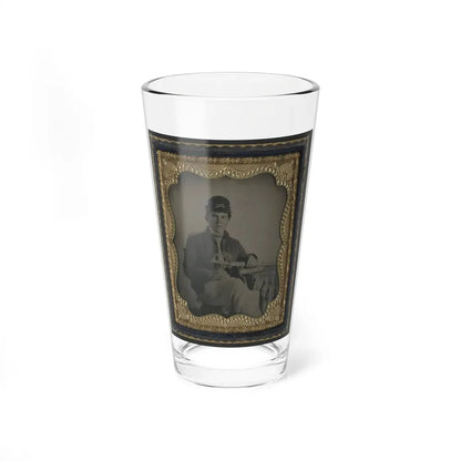 Unidentified Cavalry Soldier In Union Shell Jacket And Forage Cap With 1840 Cavalry Saber (U.S. Civil War) Pint Glass 16oz 16oz - Go Mug Yourself