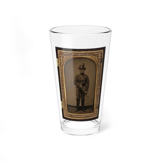 Unidentified Cavalry Soldier In Union Uniform And Co. C, 1st Regiment Hardee Hat With Sword (U.S. Civil War) Pint Glass 16oz 16oz - Go Mug Yourself