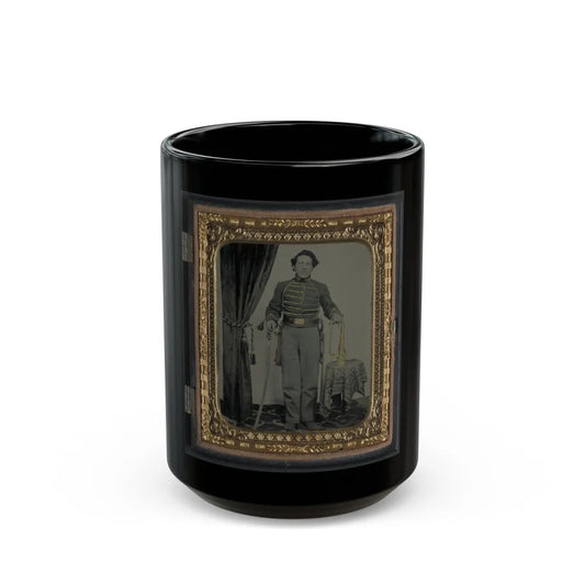 Unidentified Cavalry Soldier In Union Uniform With Bugle And Sword (U.S. Civil War) Black Coffee Mug-15oz-Go Mug Yourself