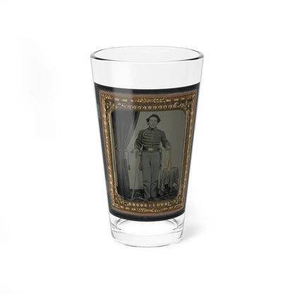 Unidentified Cavalry Soldier In Union Uniform With Bugle And Sword (U.S. Civil War) Pint Glass 16oz-16oz-Go Mug Yourself