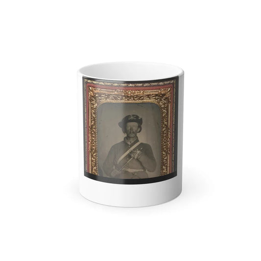 Unidentified Cavalry Soldier in Union Uniform With Hardee Hat Holding Model 1858 Light Cavalry Saber (U.S. Civil War) Color Changing Coffee Mug 11oz-11oz-Go Mug Yourself