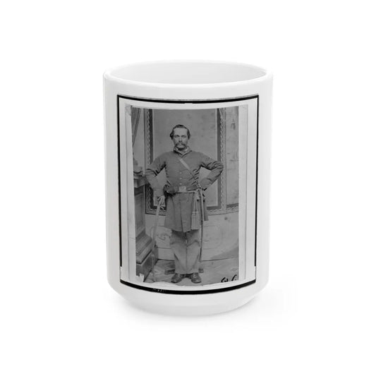 Unidentified Confederate( ) Officer, Full-Length Portrait, Standing, With Sword In Right Hand (U.S. Civil War) White Coffee Mug-15oz-Go Mug Yourself