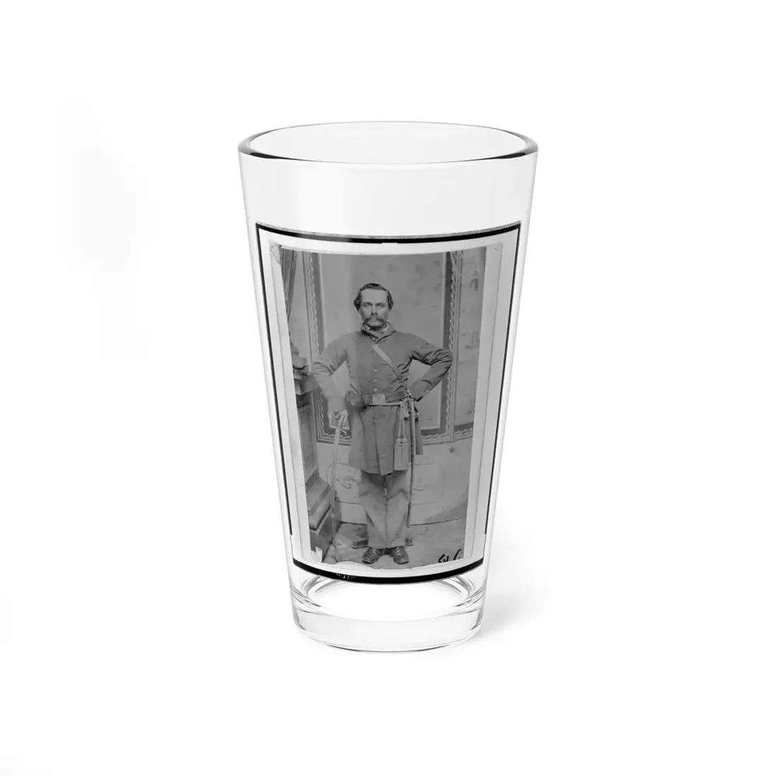 Unidentified Confederate( ) Officer, Full-Length Portrait, Standing, With Sword In Right Hand (U.S. Civil War) Pint Glass 16oz 16oz - Go Mug Yourself