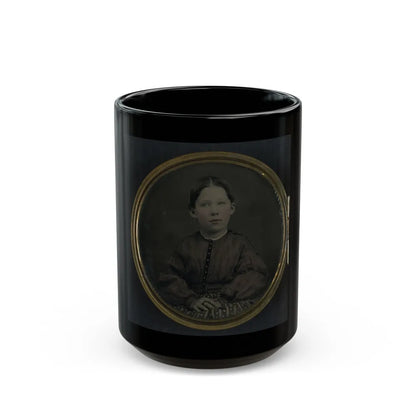 Unidentified Girl Seated In Dress (U.S. Civil War) Black Coffee Mug-15oz-Go Mug Yourself