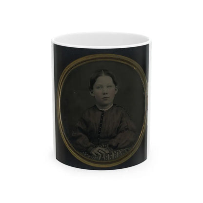 Unidentified Girl Seated In Dress (U.S. Civil War) White Coffee Mug-11oz-Go Mug Yourself