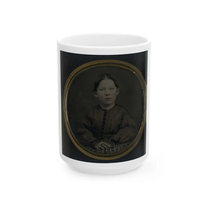 Unidentified Girl Seated In Dress (U.S. Civil War) White Coffee Mug-15oz-Go Mug Yourself