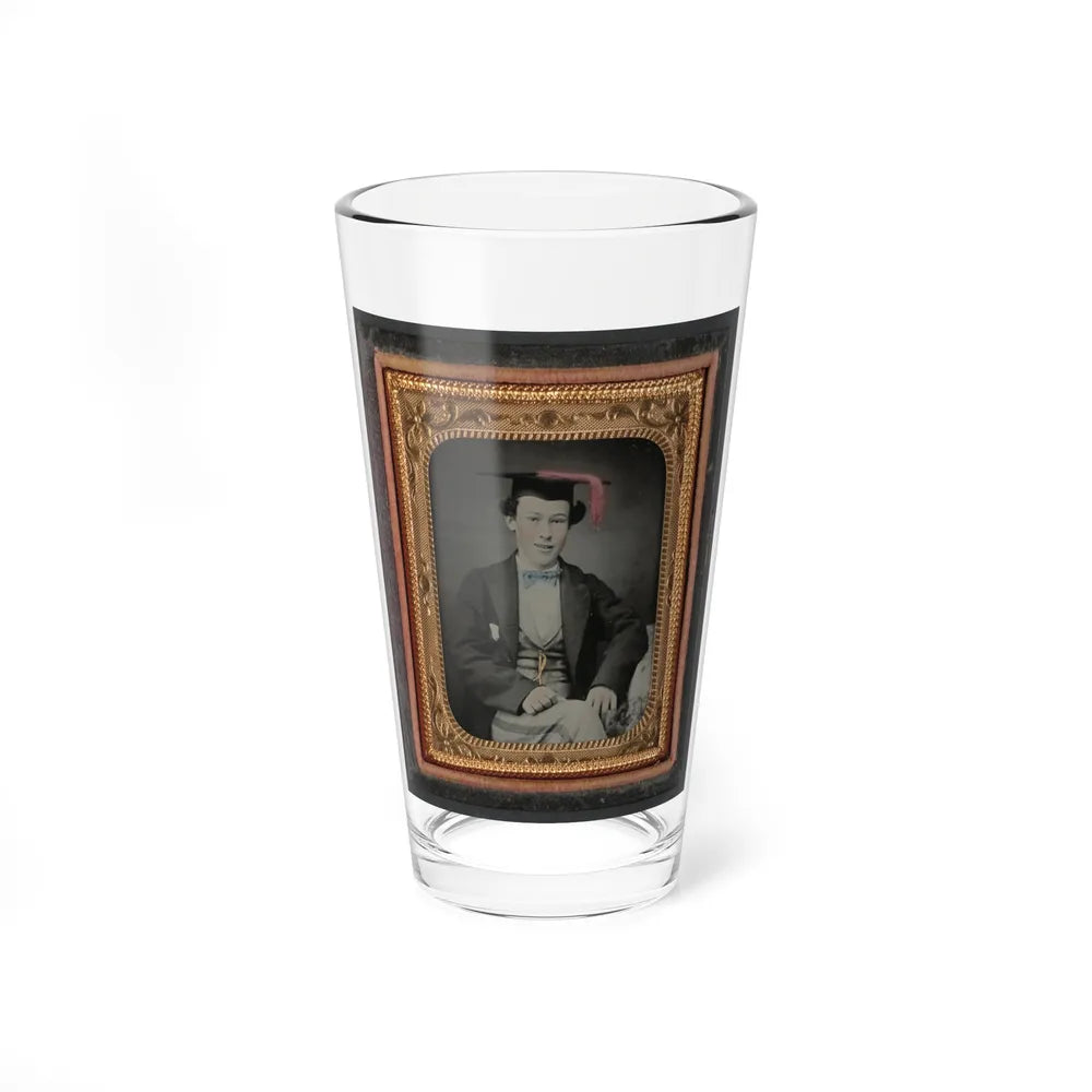 Unidentified Graduating Cadet In Military Trousers And Mortarboard (U.S. Civil War) Pint Glass 16oz-16oz-Go Mug Yourself