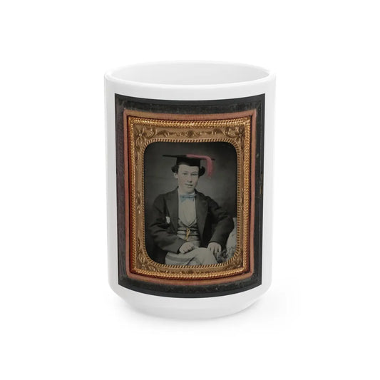 Unidentified Graduating Cadet In Military Trousers And Mortarboard (U.S. Civil War) White Coffee Mug-15oz-Go Mug Yourself