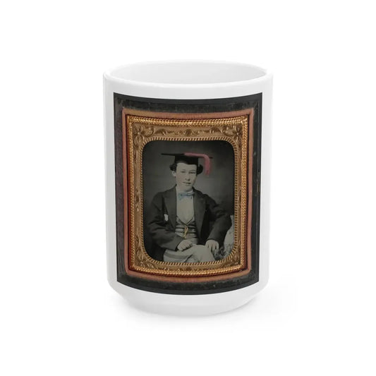 Unidentified Graduating Cadet In Military Trousers And Mortarboard (U.S. Civil War) White Coffee Mug 15oz - Go Mug Yourself