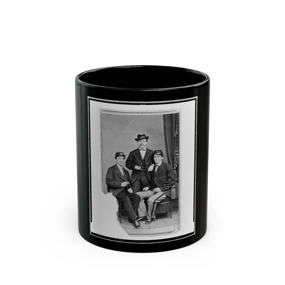 Unidentified Group Of Three Men, Full-Length Portrait, Two Seated, One Standing In The Background, Facing Front (U.S. Civil War) Black Coffee Mug-11oz-Go Mug Yourself