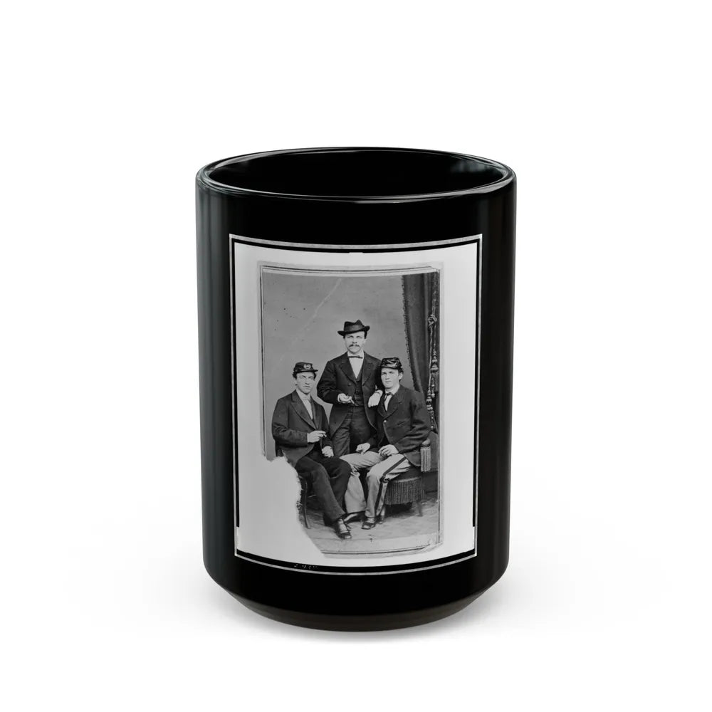 Unidentified Group Of Three Men, Full-Length Portrait, Two Seated, One Standing In The Background, Facing Front (U.S. Civil War) Black Coffee Mug-15oz-Go Mug Yourself