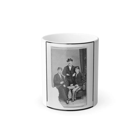 Unidentified Group of Three Men, Full-Length Portrait, Two Seated, One Standing in the Background, Facing Front (U.S. Civil War) Color Changing Coffee Mug 11oz-11oz-Go Mug Yourself
