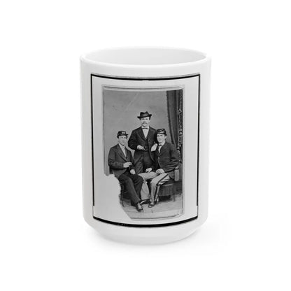 Unidentified Group Of Three Men, Full-Length Portrait, Two Seated, One Standing In The Background, Facing Front (U.S. Civil War) White Coffee Mug-15oz-Go Mug Yourself