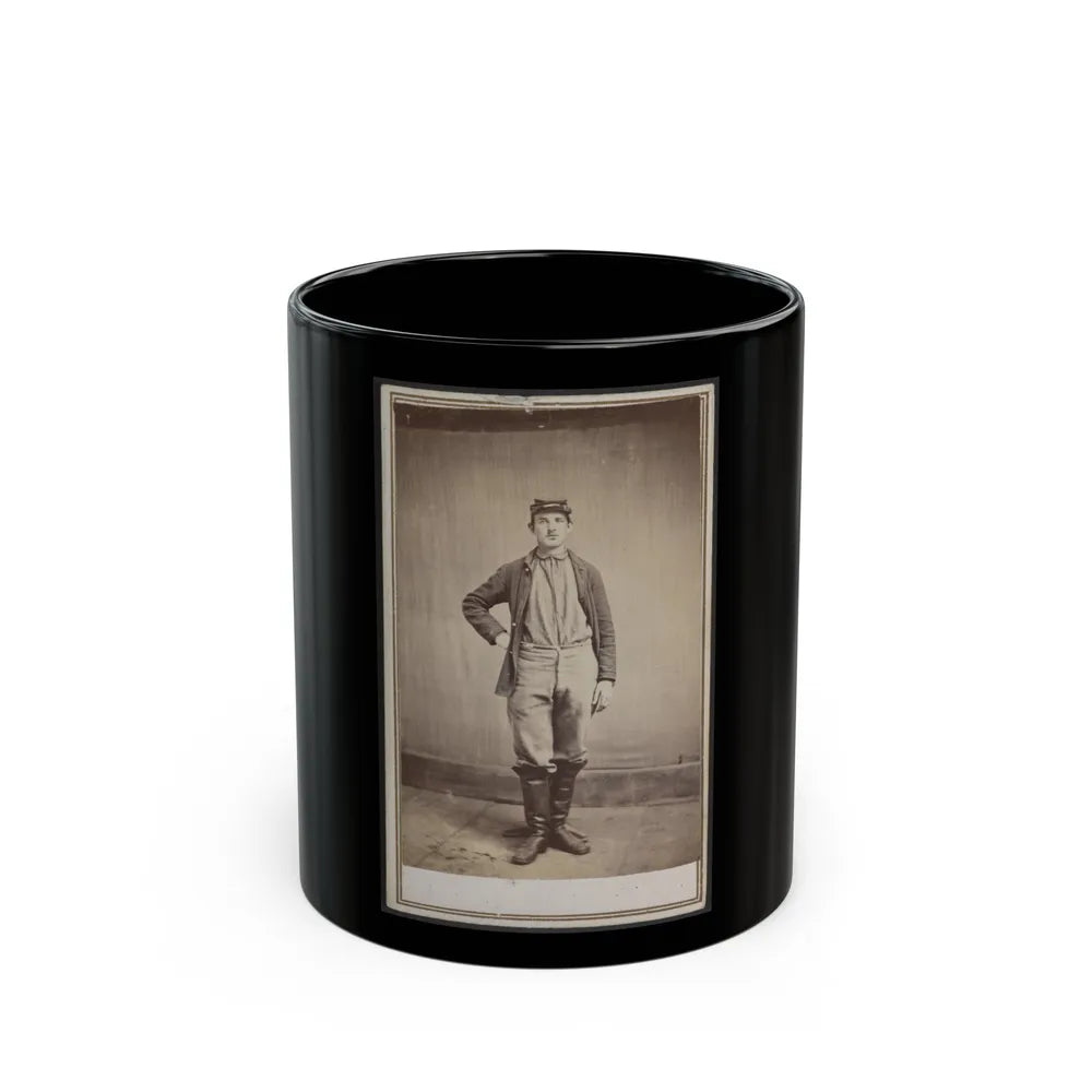 Unidentified Man In Tall Boots (U.S. Civil War) Black Coffee Mug-11oz-Go Mug Yourself