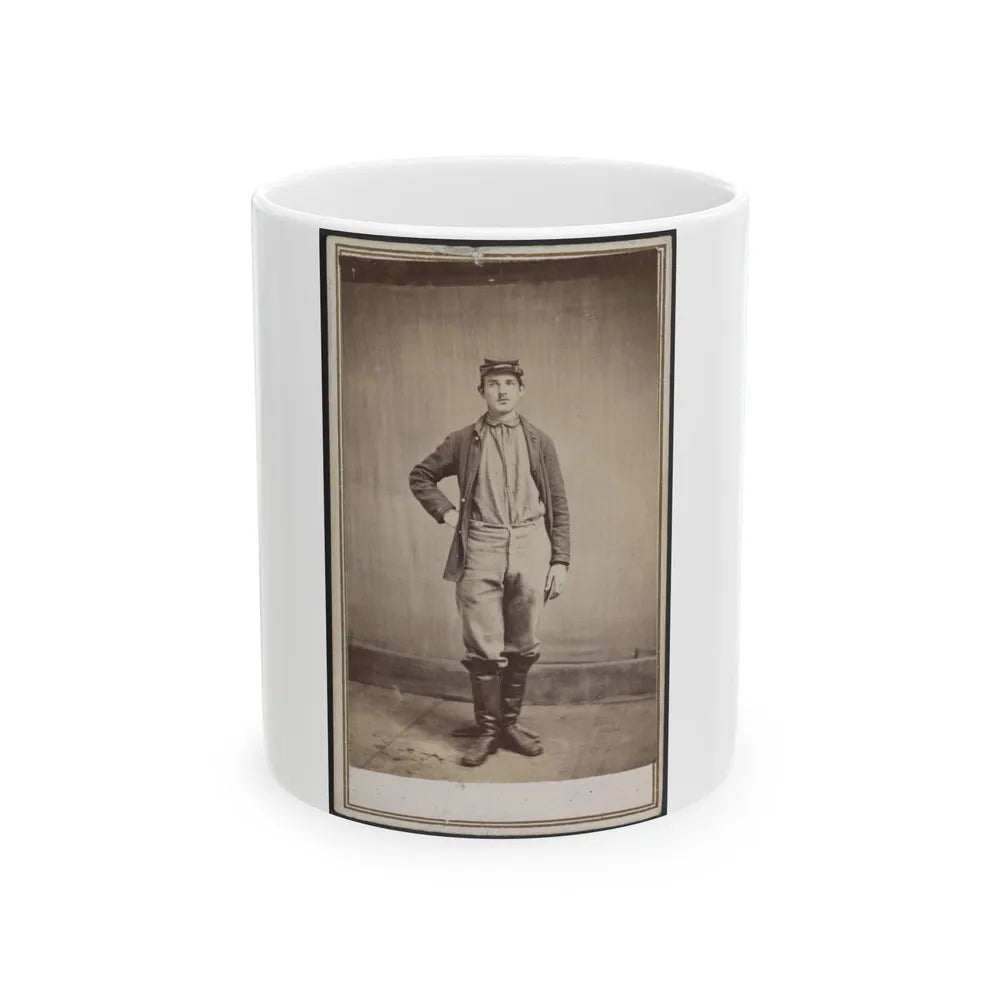 Unidentified Man In Tall Boots (U.S. Civil War) White Coffee Mug-11oz-Go Mug Yourself