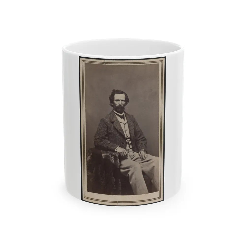 Unidentified Man Seated At Table (U.S. Civil War) White Coffee Mug-11oz-Go Mug Yourself