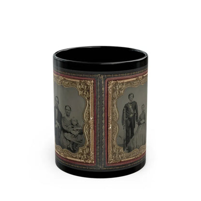 Unidentified Man, Woman, And Child And Unidentified Soldier With Musket And Woman (U.S. Civil War) Black Coffee Mug-11oz-Go Mug Yourself